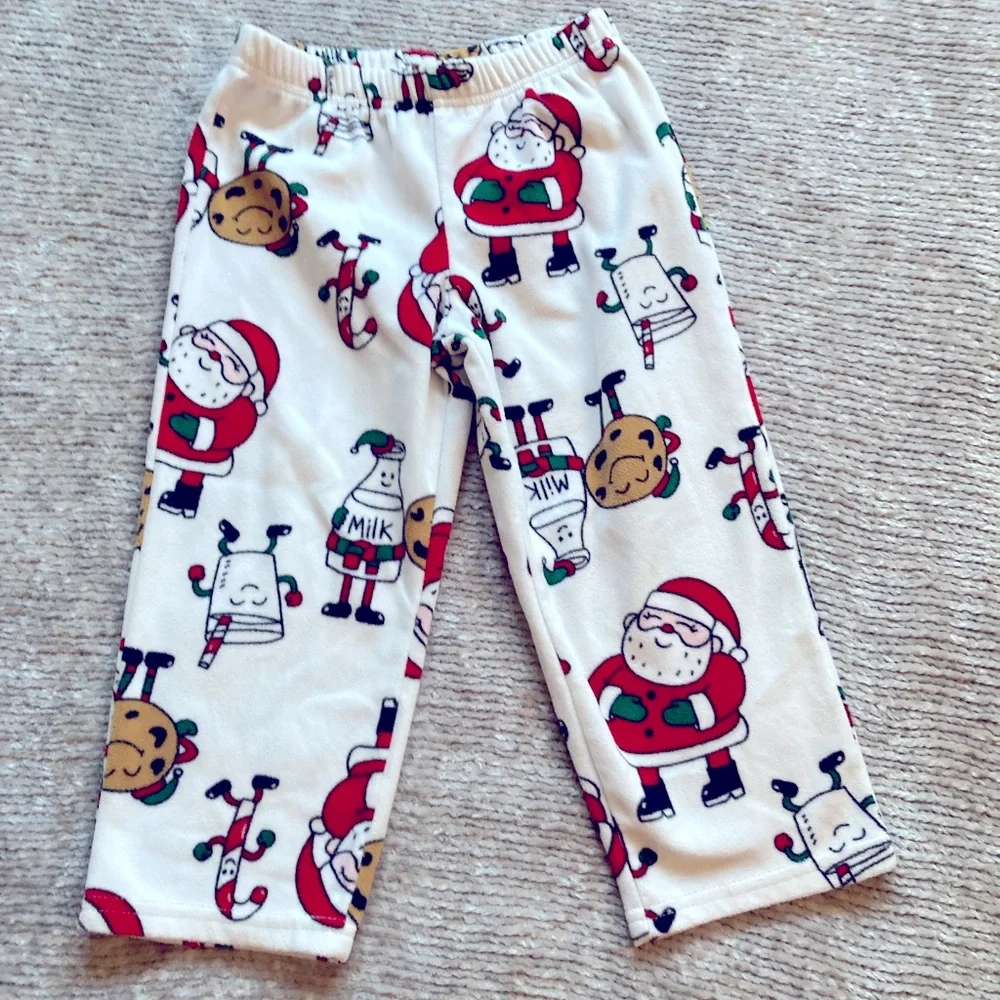 Christmas Fleece‎ Pajama Set Santa Milk Cookie Nice List XMas Eve 3T